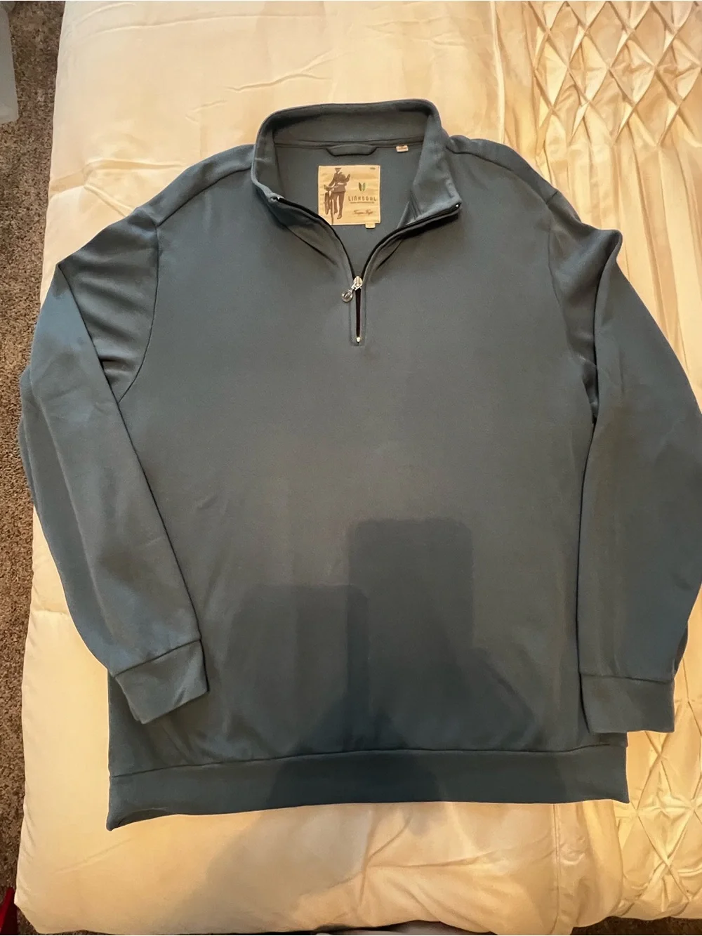 Linksoul Men's Zip-Neck Sweaters (2) - Gray & Teal Blue